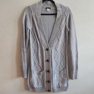 Venus Womens Cardigan Sweater Button Front Long Sleeve Cable Knit Gray Size S